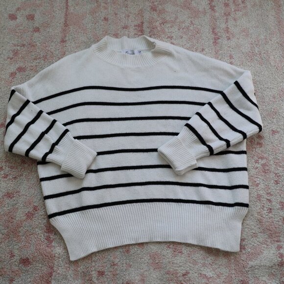Striped White and Black Sweater - Picture 1 of 6